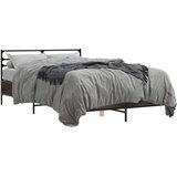  Posteljni okvir rjav hrast 120x190 cm inženirski les in kovina | Shoptok.si