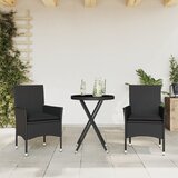 vidaXL 3-dijelni bistro set s jastucima crni od poliratana i stakla Cijene