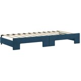  Dnevni krevet na razvlačenje s ladicama plavi 90x200 cm baršun | shoptok.hr