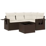  5-dijelni set vrtnih sofa s jastucima poliratan smeđi | shoptok.hr