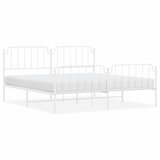  The Living Store Kovinski posteljni okvir z vzglavjem in vznožjem bel 200x200 cm - Posteljni Okvir, (21501372) | Shoptok.si
