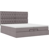  Otomanski okvir kreveta s madracima smeđesivi 200x200cm tkanine | shoptok.hr
