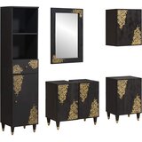 Set ormarića za kupaonicu Zidne 5 pcs Crna Čvrsto drvo manga | Eponuda.com