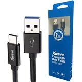 X Wave Kabl USB Tip C muški na Tip A muški 2M 3A, PVC crni pvc Cene