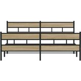 Metalni Kovinski posteljni okvir brez vzmetnice sonoma hrast 183x213 cm, (21610865) | Shoptok.si