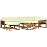 VidaXL Zunanja garnitura za sedenje z blazino 7 pcs Naravna in smetana, (5000272948) Slike