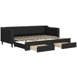  Dnevni krevet na razvlačenje s ladicama crni 80x200 cm tkanina | shoptok.hr