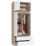 AKORD Garderobna Omara Z Nadgradnjo, 2 Vrata In 2 Predala, Hrast Sonoma/Bela, (5000331687) | Shoptok.si