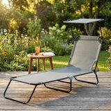 Vilde 489355 sklopiva vrtna ležaljka s podesivim sjenilom, 4 položaja, do 120 kg – siva | shoptok.hr