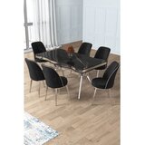 Hanah home trpezarijski set Prah, sto i 6 stolica, ploča u dekoru Sonata, hromirane noge, crna tkanina Babyface | Eponuda.com