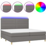  Box spring postelja z vzmetnico LED temno siva 200x200 cm blago, (20851630) | Shoptok.si