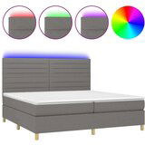  Krevet box spring s madracem LED tamnosivi 200x200 cm tkanina | shoptok.hr