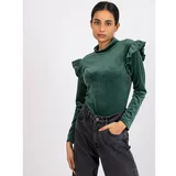 Fashion Hunters Eugenie green velor blouse with frills