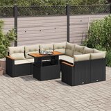 vidaXL 9-dijelni set vrtnih sofa s jastucima crni od poliratana bagrem Cijene