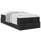  Otomanski okvir kreveta s madraca crni 90x200cm od tkanine | shoptok.hr