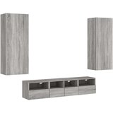  5-dijelni zidni TV elementi siva boja hrasta konstruirano drvo | shoptok.hr
