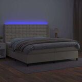  Box spring postelja z vzmetnico LED krem 200x200cm umetno usnje, (20851607) | Shoptok.si