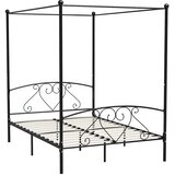  Okvir za krevet s nadstrešnicom crni metalni 160 x 200 cm | Eponuda.com