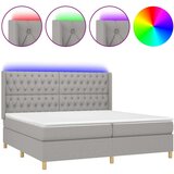  Box spring postelja z vzmetnico LED sv. siva 200x200 cm blago, (20725810) | Shoptok.si