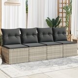 Maison Chic Vrtni kavč - Zunanji kavč z blazinami štirised svetlo siv poli ratan, (22043635) | Shoptok.si