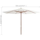  Zunanji senčnik z lesenim drogom 350 cm peščeno bel, (20610493) | Shoptok.si