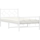  Metalni okvir kreveta uzglavlje i podnožje bijeli 100x200 cm | shoptok.hr