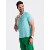 Ombre Men's BASIC single color pique knit polo shirt - mint Cijene