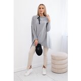 Kesi Oversize sweatshirt with asymmetrical sides in gray color | Shoptok.si