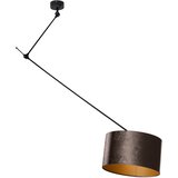 QAZQA Viseča svetilka črna z žametnim senčilom rjave barve 35 cm - Blitz | Shoptok.si