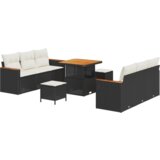 vidaXL 9-dijelni set vrtnih sofa s jastucima, crni poli vijenac akacija | shoptok.hr