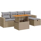 vidaXL 6-dijelni set vrtnih sofa s jastucima bež od poliratana bagrem | shoptok.hr