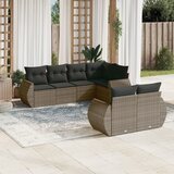 Maison Chic Seti vrtnega pohištva - Vrtna garnitura - Vrtni pohištvo set 7-delna z blazinami siv poli ratan, (21802438) | Shoptok.si
