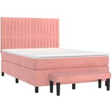  Box spring postelja z vzmetnico roza 140x200 cm žamet, (20895707) | Shoptok.si