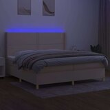  Box spring postelja z vzmetnico LED krem 200x200 cm blago, (20999317) | Shoptok.si