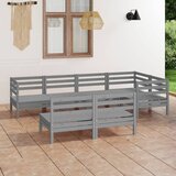 Maison Chic Seti vrtnega pohištva - Vrtna garnitura - Vrtni pohištvo set 7-delna trdna borovina siva, (21805896) | Shoptok.si