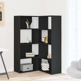 vidaXL Kotna knjižna omara 4-nadstropna črna 85x85x140 cm | Shoptok.si