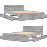 vidaXL Posteljni okvir z vzglavjem siva sonoma 140x200 cm inž. les | Shoptok.si