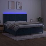  Box spring postelja z vzmetnico LED temno modra 200x200cm žamet | Shoptok.si