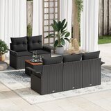 vidaXL 6-delni vrtni sedežni set z blazinami Črna Poli Ratan Akaacija | Shoptok.si