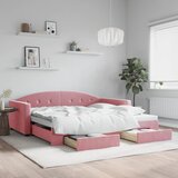  Dnevni krevet na razvlačenje ružičasti 100 x 200 cm baršunasti | shoptok.hr
