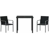  Vrtni set za objed 3 pcs Crna i Siva PE ratan | shoptok.hr