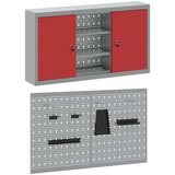  Set od 3 dijela ormarića za alate i ploča s kukama montiran na zid crvena metalna | shoptok.hr