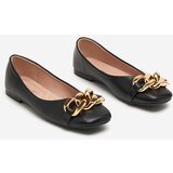 Resti Black women's eco-leather ballerinas with golden gassi decoration - shoes | Shoptok.si
