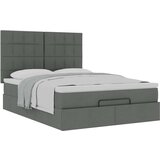 vidaXL Otomanski posteljni okvir z vzmetnico siv 140x200 cm blago | Shoptok.si