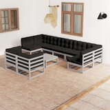  Vrtna sedežna garnitura 10-delna z blazinami siva borovina, (20678123) | Shoptok.si