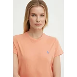 Polo Ralph Lauren Bombažna kratka majica ženski, oranžna barva