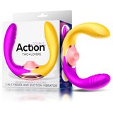 Action Two Lovers Couples Vibe 3in1 with Finger and Suction Yellow-Purple Cene