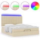 vidaXL Otomanski posteljni okvir z vzmetnicami krem 200x200 cm blago, (21653286) | Shoptok.si