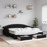  Dnevni krevet na razvlačenje s ladicama crni 90x200 cm tkanina | shoptok.hr