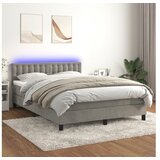  Box spring s madracem LED svjetlosivi 140x200 cm baršun | shoptok.hr